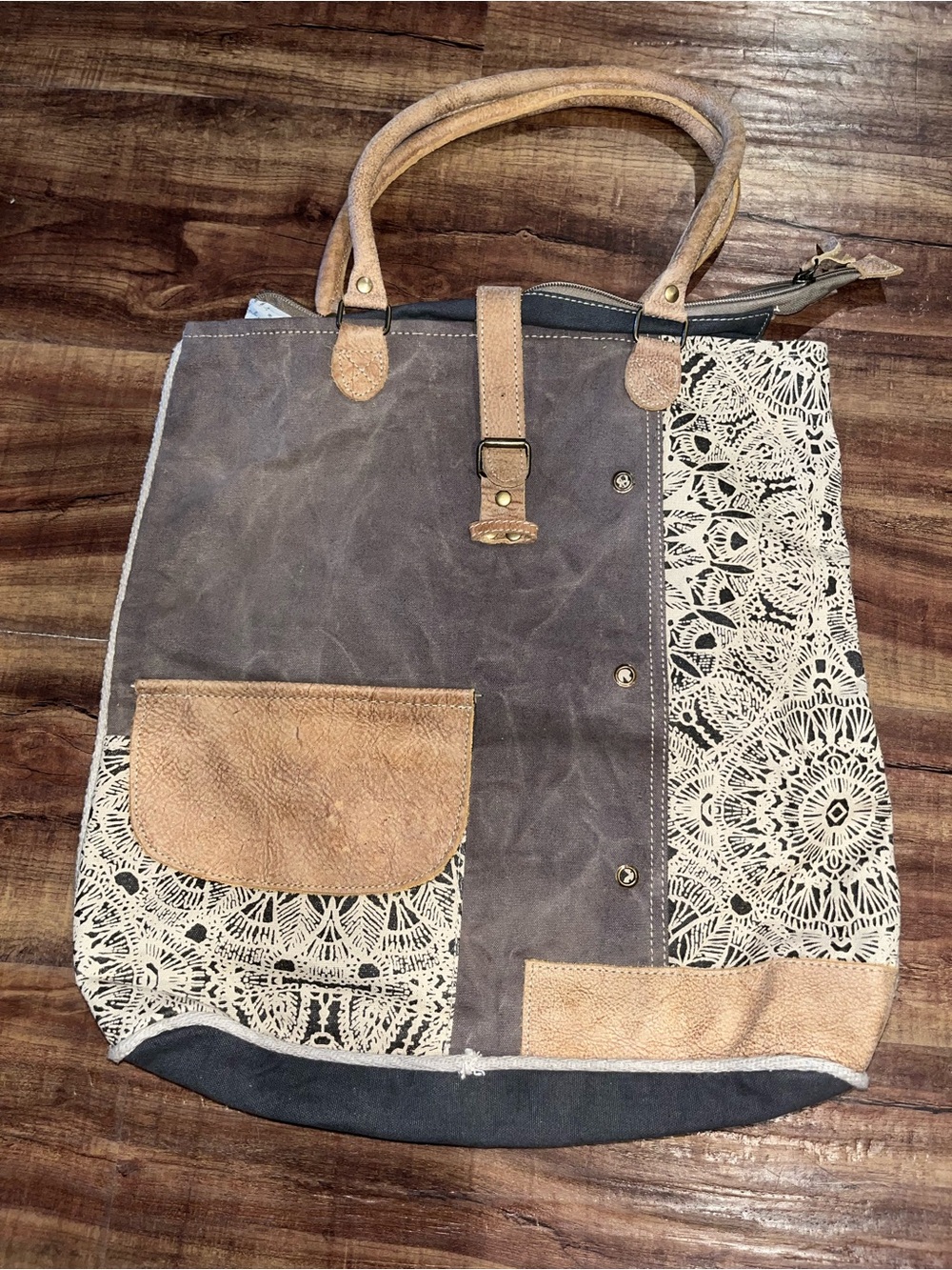 Myra Bag Canvas and Leather Tote Bag